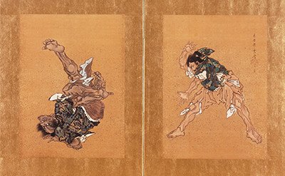 當麻蹶速と野見宿禰対戦図屛風