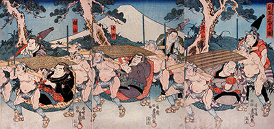 関取道中之図 秀ノ山、小柳、剣山